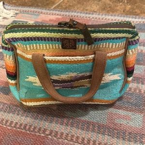 STS Ranchwear turquoise blanket cosmetic bag EUC